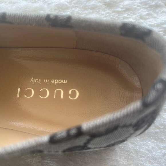 Gucci "GG" Monogrammed Loafers, Gray & Black, Size 37.5 EU/7.5 US, NEW WITH BOX - Picture 3 of 8